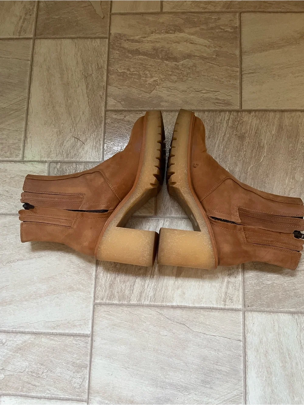 Free People Classic Brown Leather Platform Chelsea Boot
